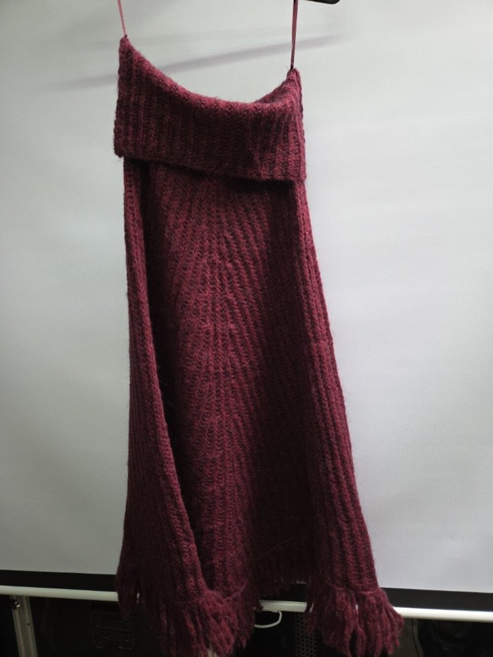 Dimensione Maglia Women Mohair Wool Blend Maroon Knit Poncho Dress NWOT One Size